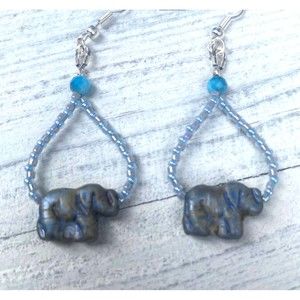 Czech Glass Elephant Earrings